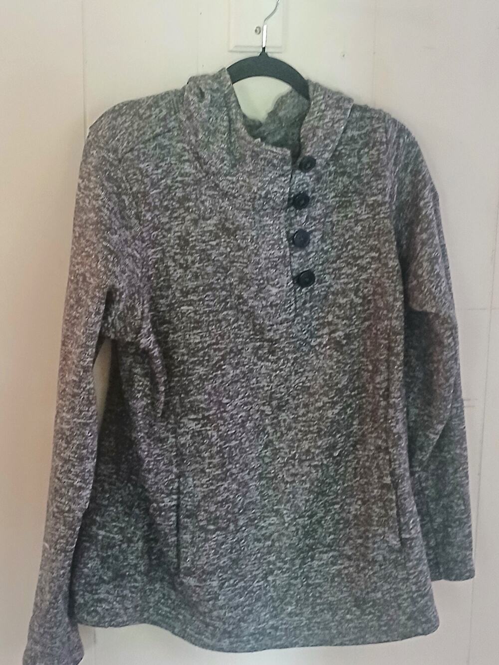 Columbia Darling Days Charcoal Long Sleeve Pullover Button Detail Cowl Neck XL